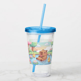Verre En Acrylique Kawaii capy in a pond