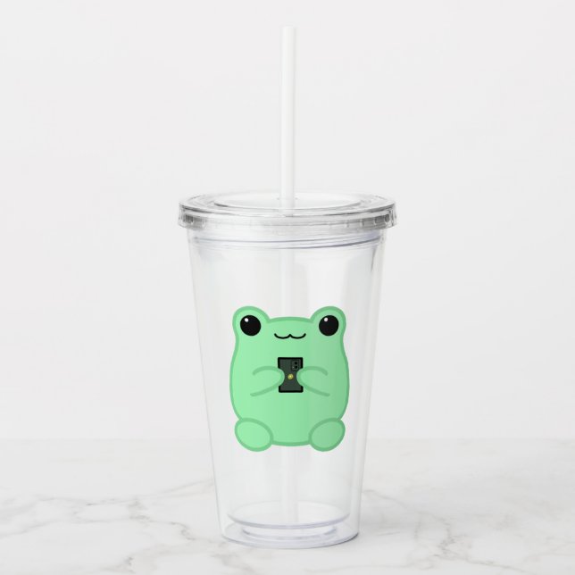 Verre En Acrylique Kawaii Frog With Kiwi Smartphone (Devant)