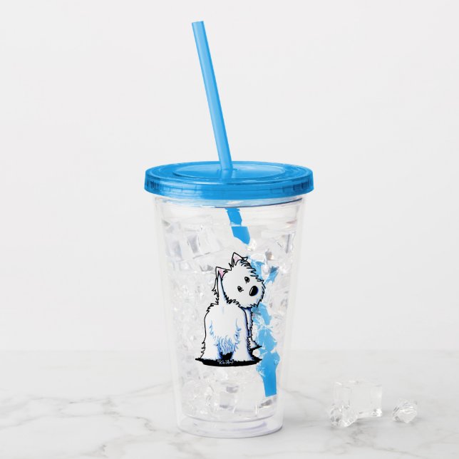 Verre En Acrylique KiniArt Fluffybutt Westie Tumbler Acrylique (Devant glace)