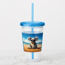 Verre En Acrylique Koala sur une plage de sable