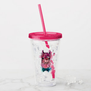 Verre En Acrylique Lama rose mignon