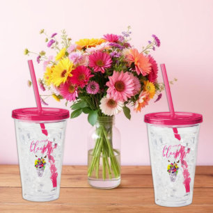 Verre En Acrylique L'amour dans la floraison Mariage
