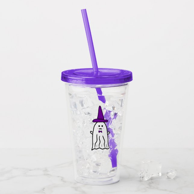 Verre En Acrylique Le fantôme d'Halloween Casquette de sorcière (Devant glace)