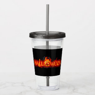 Verre En Acrylique Le lettrage massif enflammé d'Halloween de Slipper