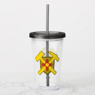 Verre En Acrylique Le marteau de rock du géologue et le logo du drape