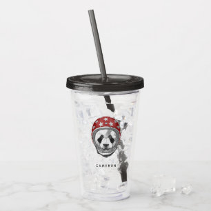 Verre En Acrylique Le panda de casse-cou ajoutent votre nom