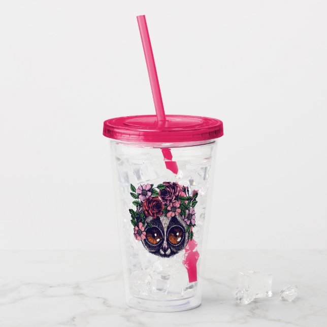 Verre En Acrylique Lémur floral doux (Devant glace)