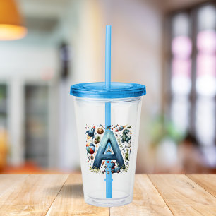 Verre En Acrylique Lettre A bouteille d'eau Garçons