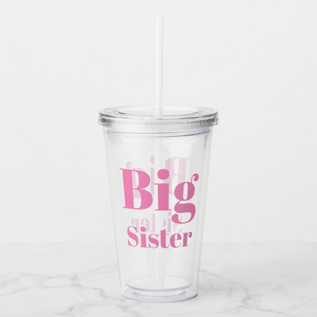 Verre En Acrylique LETTRE GRANDE SOEUR rose clair fille (Devant)