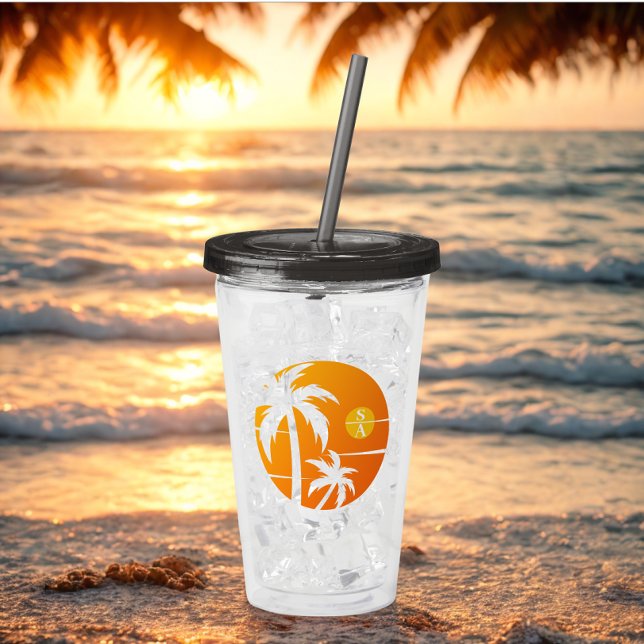 Verre En Acrylique LETTRE JAMBRE JAMBRE Personnalisée Moderne (Modern personalized wedding couple name letter acrylic tumbler )