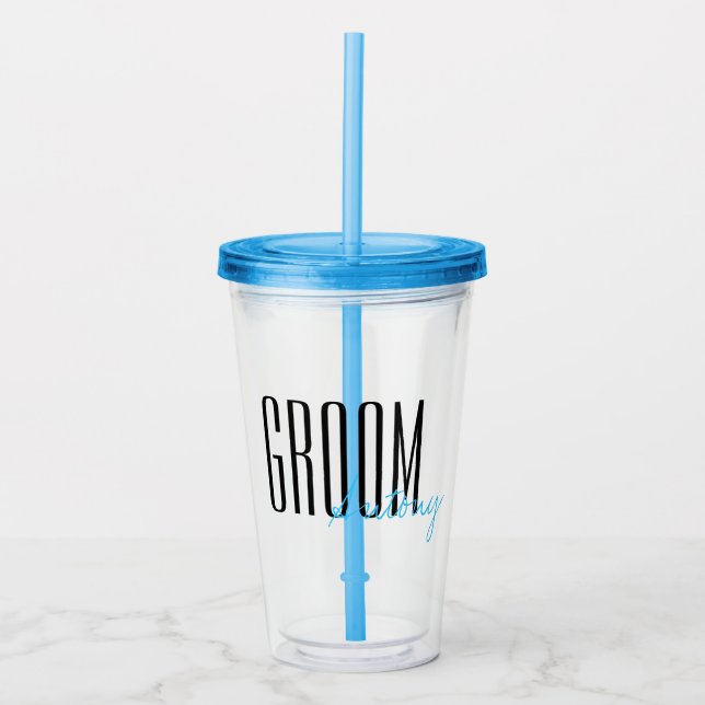 Verre En Acrylique Lettres en gras "Groom" Mariage personnalisé (Devant)