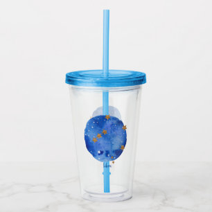Verre En Acrylique Librairie Aquarelle Nuit Ciel Constellation Zodiac
