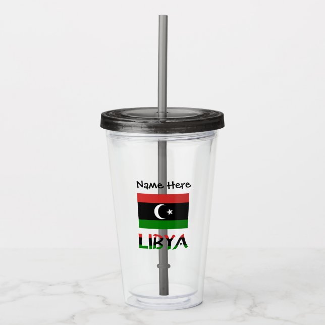 Verre En Acrylique Libye Drapeau libyen Personnalisé  (Devant)