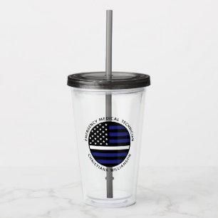 Verre En Acrylique Ligne blanche mince personnalisée USA Drapeau EMS