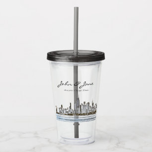 Verre En Acrylique Ligne Skyline Chicago personnalisée