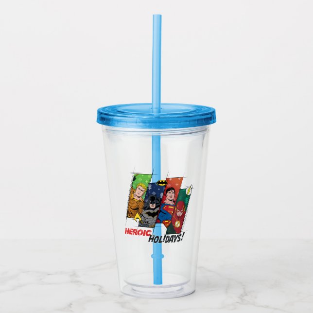 Verre En Acrylique Ligue de la Justice "Vacances héroïques !" (Devant)