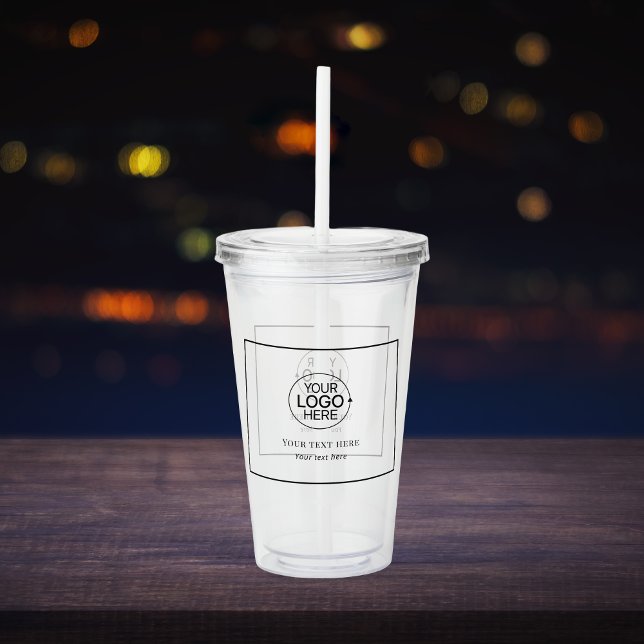 Verre En Acrylique Limite Ajouter une bordure de logo d'entreprise (Minimal Add Business Logo Border Acrylic Tumbler )