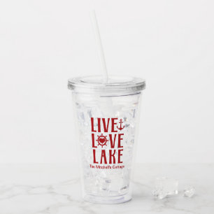 Verre En Acrylique Live Love Lake - Jour des Valentines nautiques
