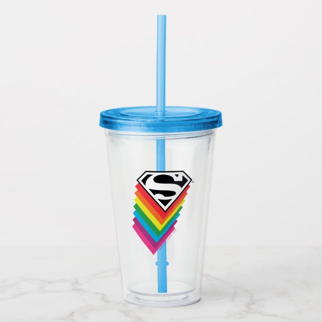 Verre En Acrylique Logo à arc-en-ciel superman (Devant)