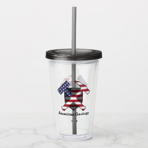 Verre En Acrylique Logo American Geology Rock Hammer - Personnalisabl