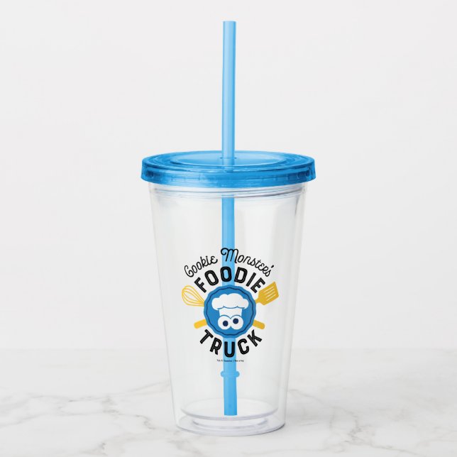 Verre En Acrylique Logo du camion fourré de Cookie Monster (Devant)