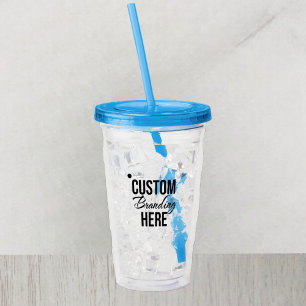 Verre En Acrylique Logo Personnalisé Bleu Acrylique Tumbler Avec Pail
