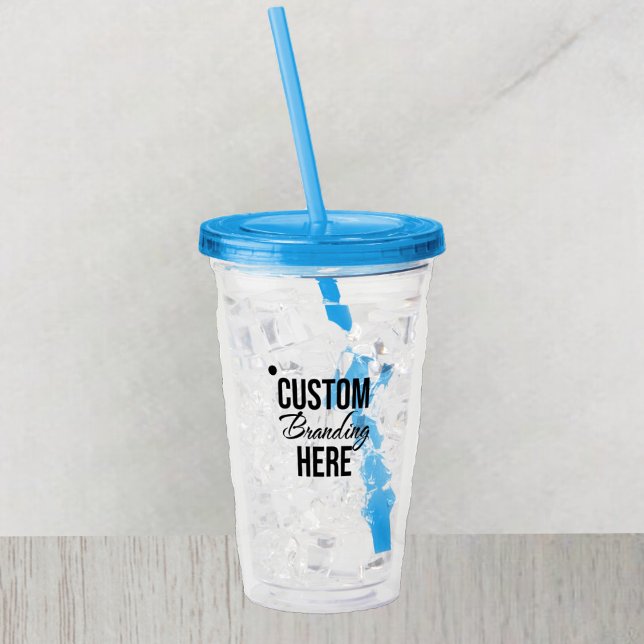 Verre En Acrylique Logo Personnalisé Bleu Acrylique Tumbler Avec Pail (acrylic logo water bottle tumbler)