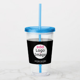 Verre En Acrylique Logo personnalisé Extravagant Business Chic Noir