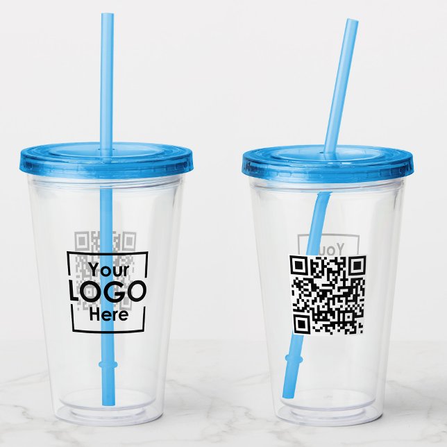 Verre En Acrylique Logo professionnel personnalisé simple Code QR (Simple Personalized Business Logo QR Code Acrylic Tumbler)