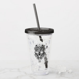 Verre En Acrylique Loup tribal indien