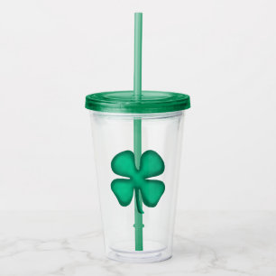 Verre En Acrylique Lucky 4 Leaf Irlandais Clover acrylique tumbler