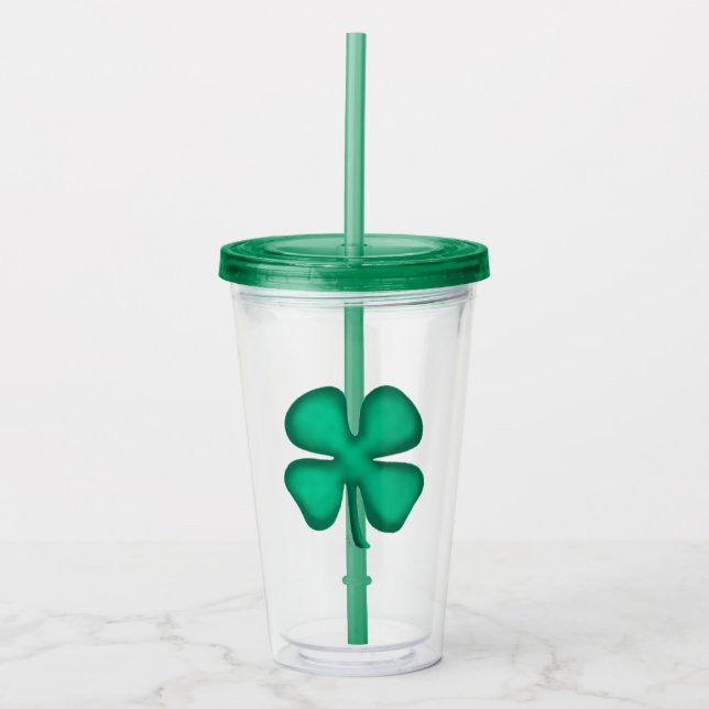 Verre En Acrylique Lucky 4 Leaf Irlandais Clover acrylique tumbler (Devant)