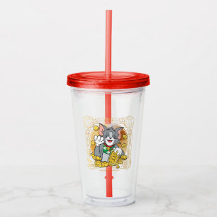 Verre En Acrylique Lucky Cat Jerry Avec Sycees Or