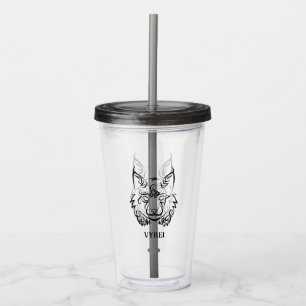 Verre En Acrylique Lynx tribale noire et blanche