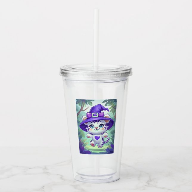 Verre En Acrylique Magnifique Tiger Blanc Tiger Tumbler (Devant)