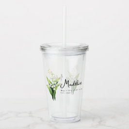 Verre En Acrylique Mai Mois de naissance Lys Fleur Personnalisé