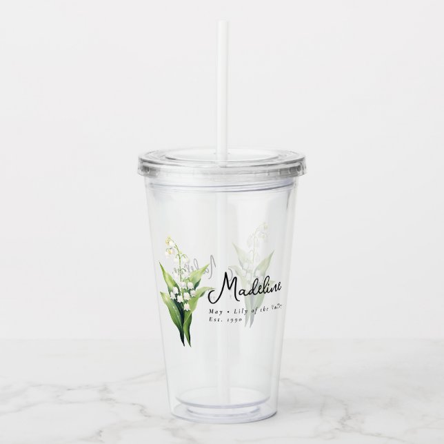 Verre En Acrylique Mai Mois de naissance Lys Fleur Personnalisé (Devant)