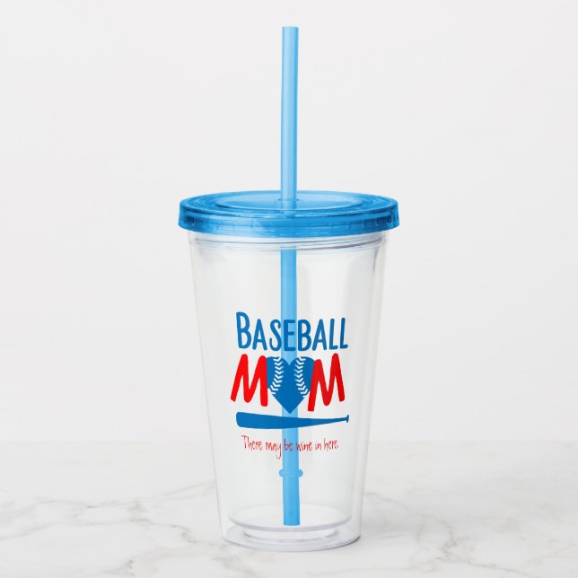 Verre En Acrylique Maman drôle de baseball (Devant)