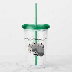 Verre En Acrylique Maman Opossum et tasse et paille réutilisables de