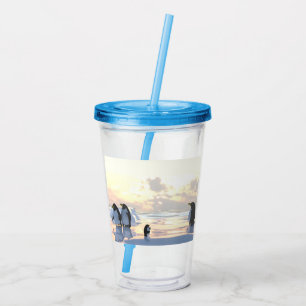 Verre En Acrylique manchots se détendant sur une banquise