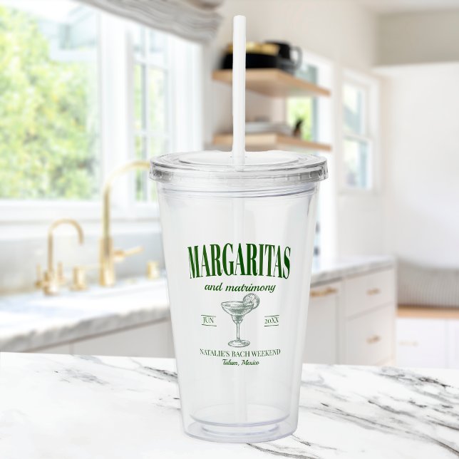 Verre En Acrylique Margaritas Et Mariage Bachelorette Personnalisée (Créateur téléchargé)