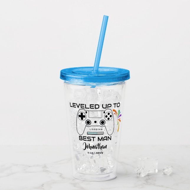 Verre En Acrylique Mariage Best Man Levelup Gamer (Dos glace)