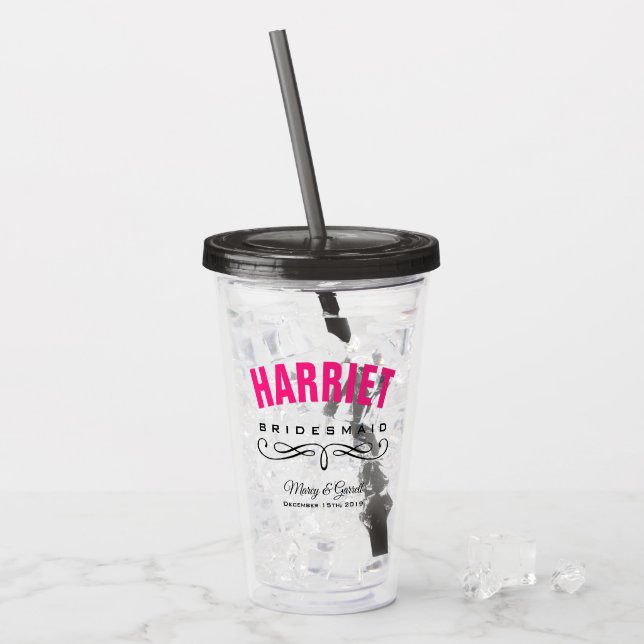 VERRE EN ACRYLIQUE MARIAGE BRIDESMAID PERSONNALISÉ (Devant glace)