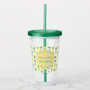 Verre En Acrylique Mariage d'été tropical avec feuilles d'ananas et d