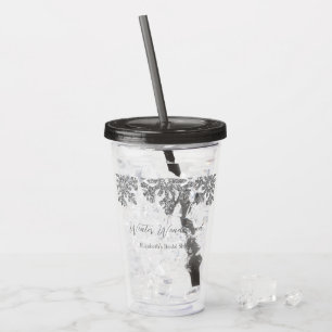 Verre En Acrylique Mariage d'hiver flocon de neige argenté