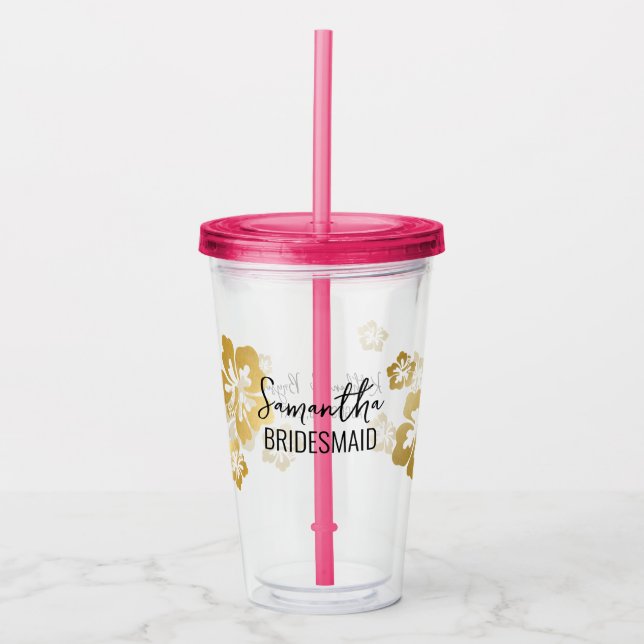 Verre En Acrylique Mariage Hawaii Bridesmaid Personnalisé (Devant)