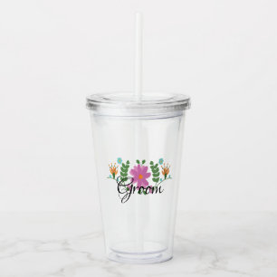 Verre En Acrylique Mariage mexicain floral monogramme folklorique