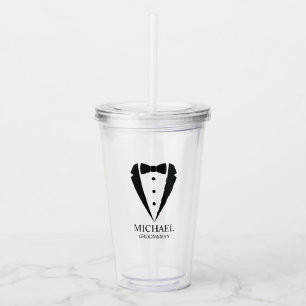Verre En Acrylique Mariage noir Tuxedo Suit Groomsmen personnalisé