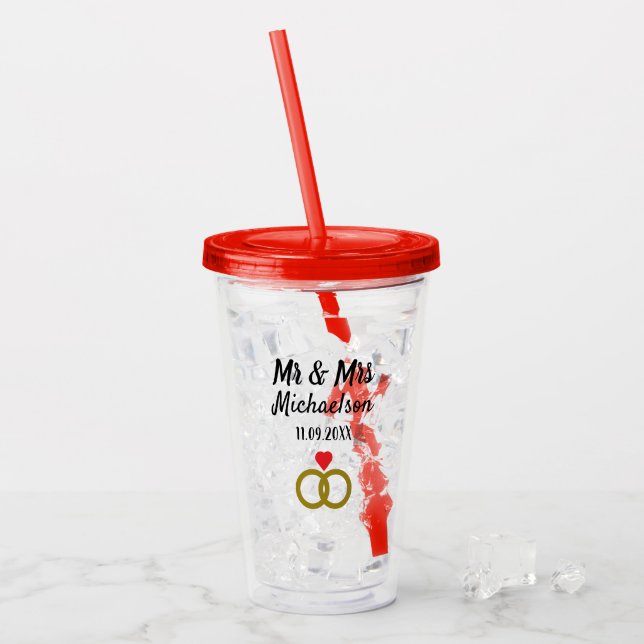 Verre En Acrylique Mariage personnalisé (Devant glace)