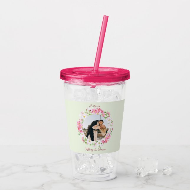 Verre En Acrylique Mariage photo personnalisé Date mariée Groom perso (Dos glace)